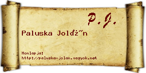 Paluska Jolán névjegykártya